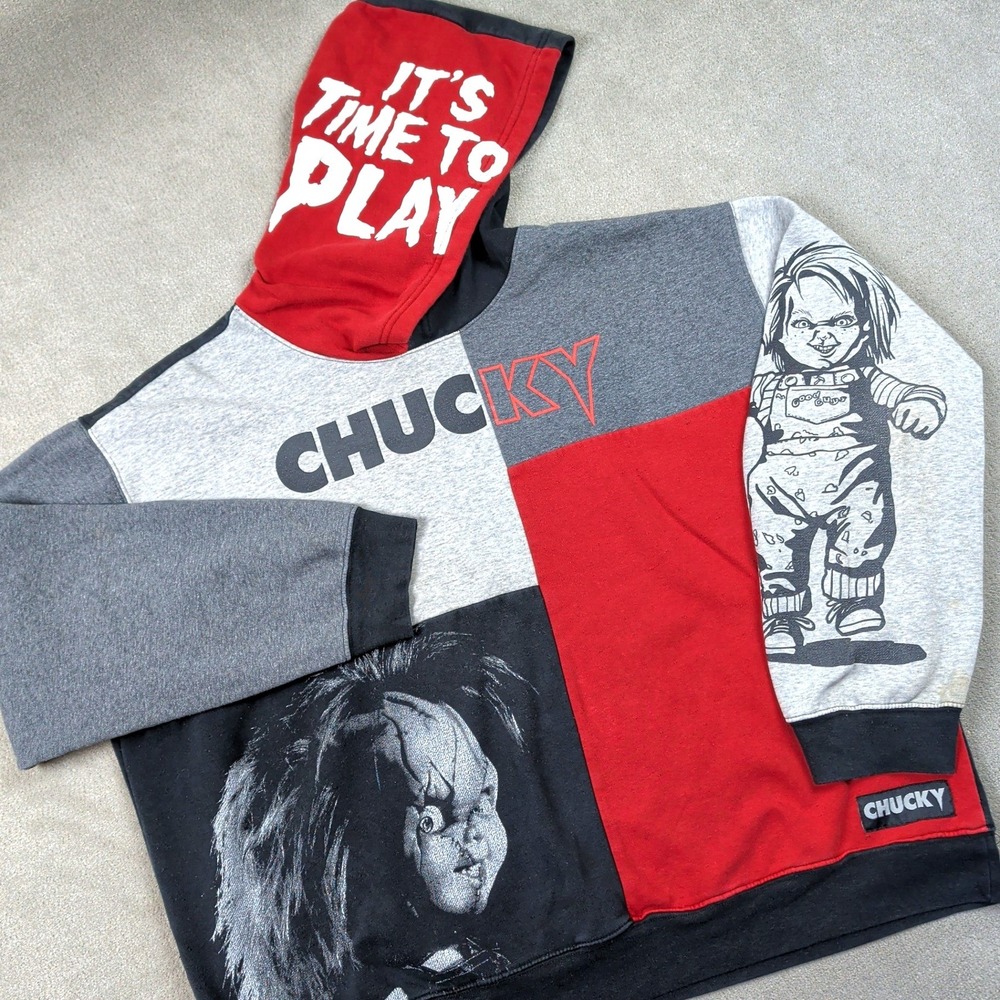 Chucky Child's Play Horror Movie Hoodie Mens 2XL Colorblock Graphic Sweatshirt